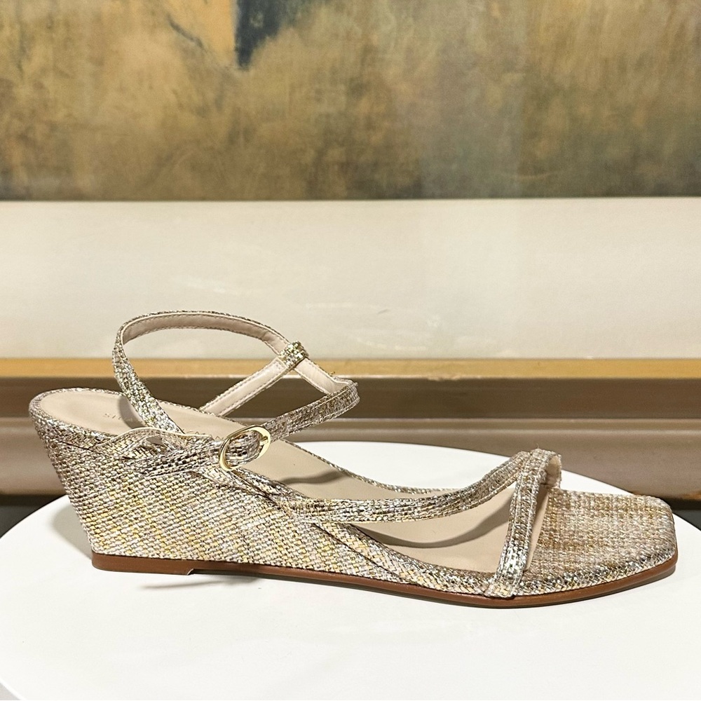 🌹STUART WEITZMAN 🌹 Oasis 50 Wedge Sandal In Gold Size: 9B - Picture 4 of 10